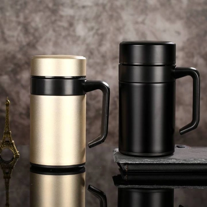 Stainless Steel Vacuum Coffee Cup with Handle & Lid – Double Wall Insulated Travel Mug for Hot & Cold Drinks, Leak-Proof Office & Travel Flask