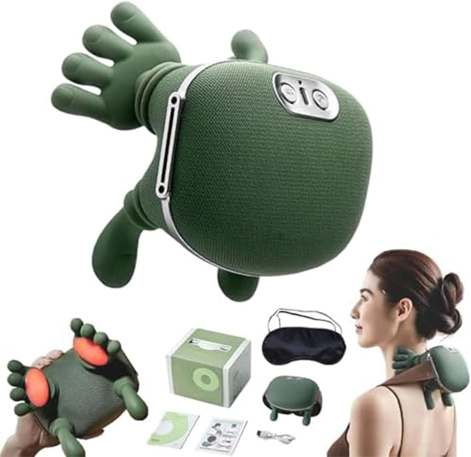 Electric Kneading Neck Shoulder Massager with Heat – USB Rechargeable Portable Full Body Massager